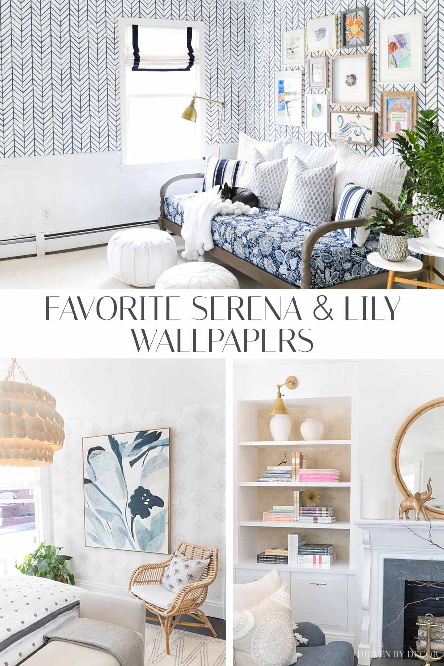 So helpful to see all of these gorgeous wallpaper options in real rooms! Love Serena and Lily wallpaper!!