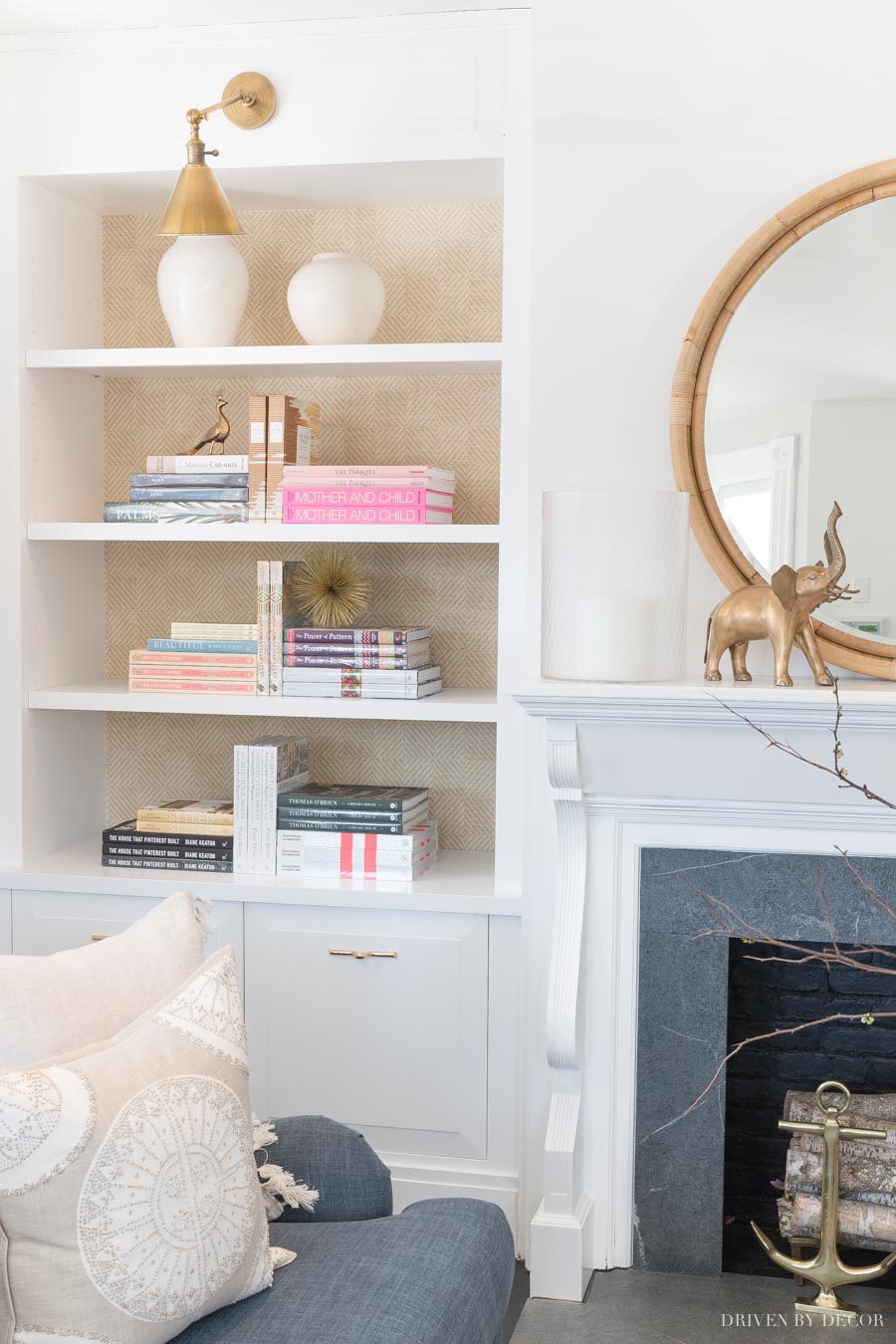 Add Graphic Pop to a Bookcase With Wallpaper  HGTV