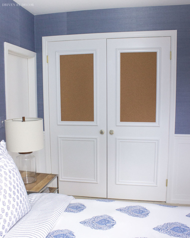 Cork Board Closet Doors Boring, Flat Doors No More! Driven by Decor