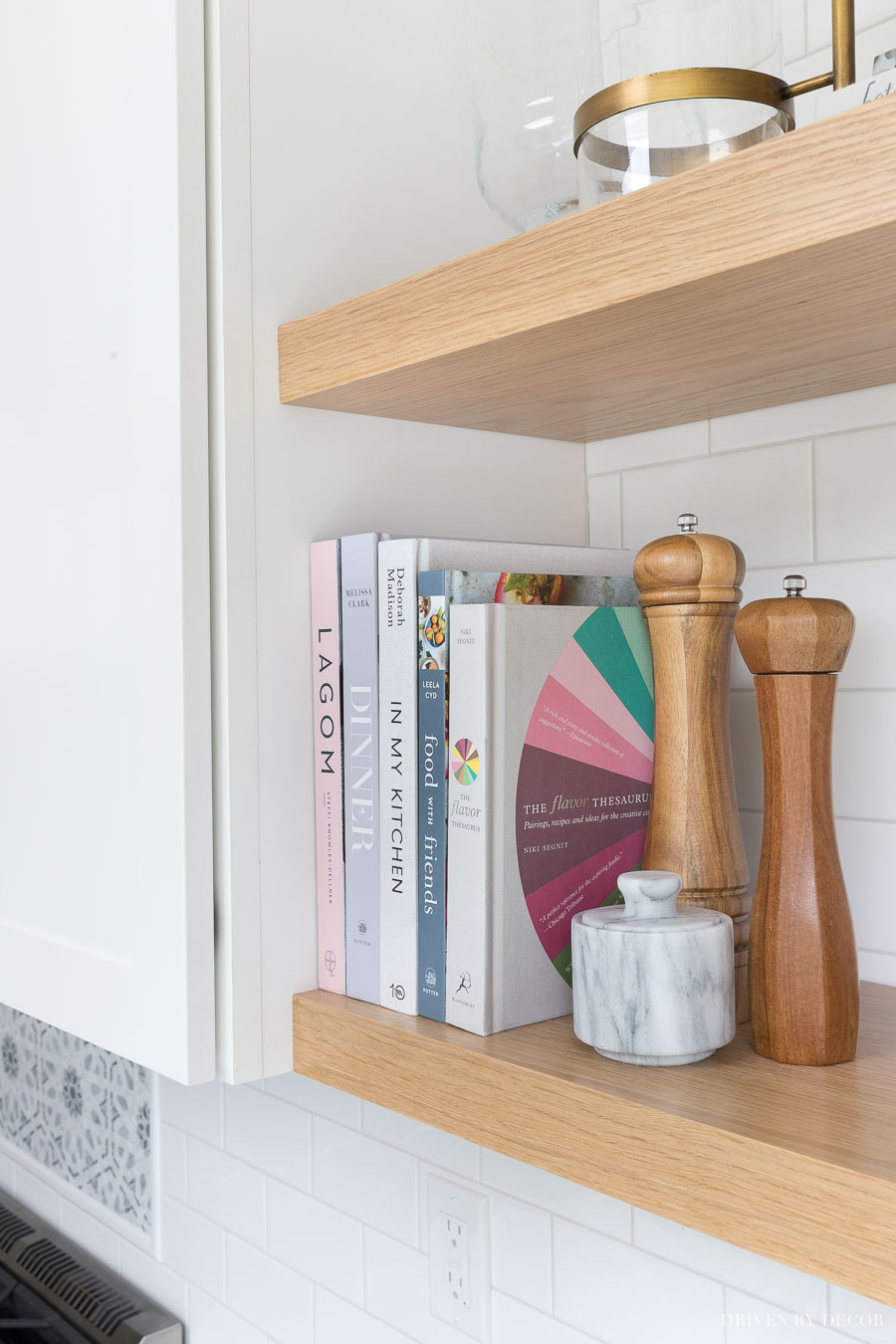 Aligning the floating corner shelves in our kitchen with the bottom of our cabinets