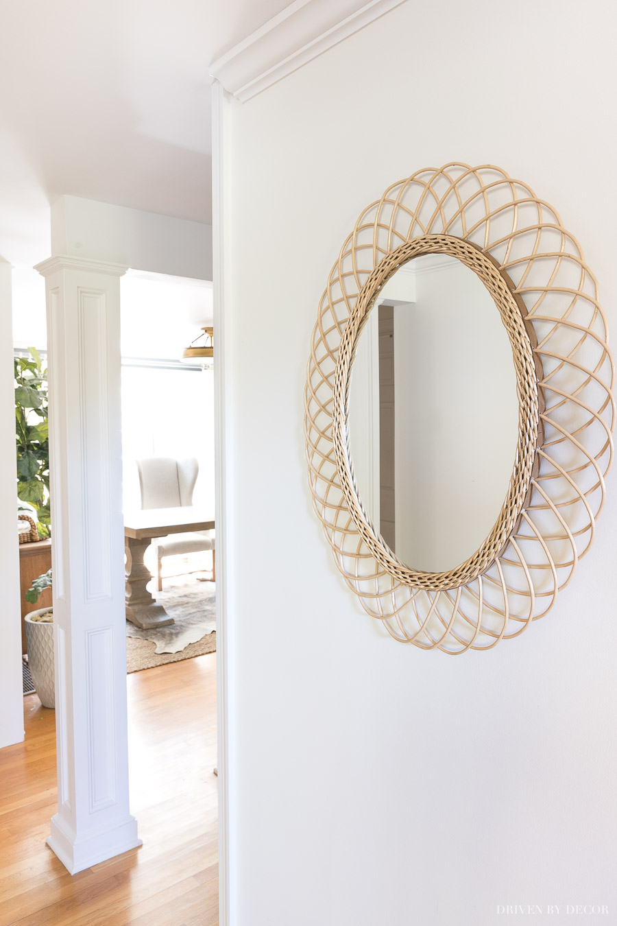 This oval rattan mirror from Drew Barrymore's Flower Home collection is a beauty! And so reasonably priced!