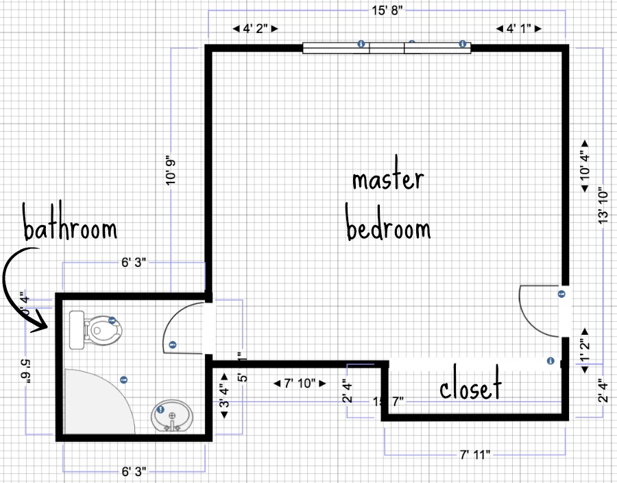 Our current bedroom and bathroom layout