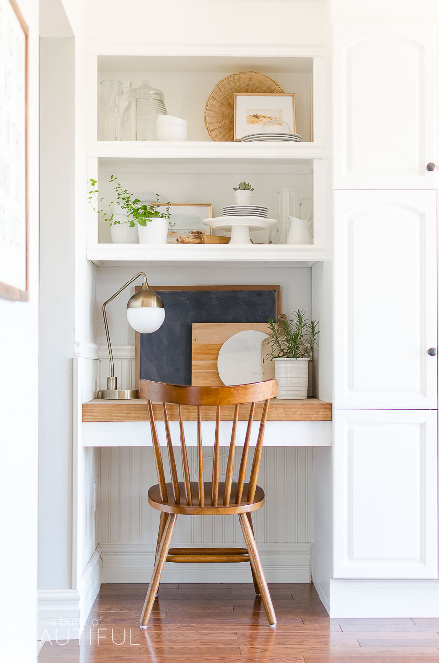 Love this little desk nook in the kitchen of Alicia of A Burst of Beautiful!