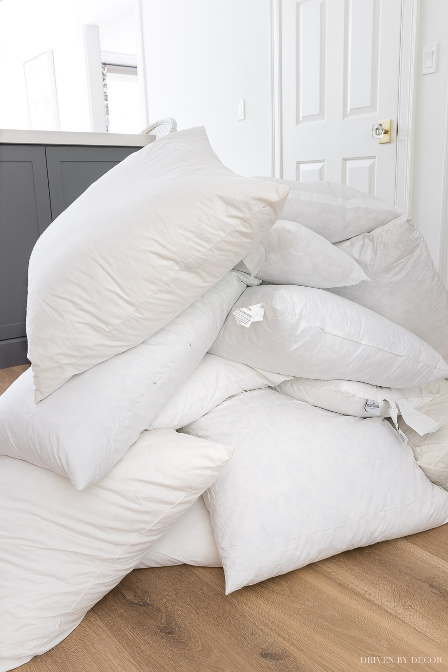 Sharing how to store your pillow inserts so they take up SO much less space!