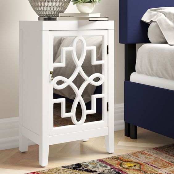 Beautiful mirrored nightstand with great storage space inside! Love that it's narrow so would fit well in a small space!