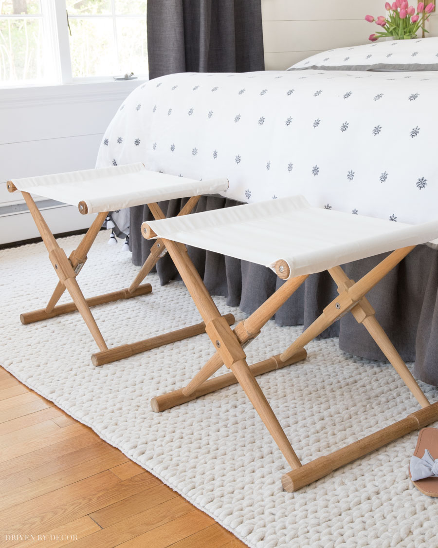 This pair of camp stools is perfect for the end of the bed!