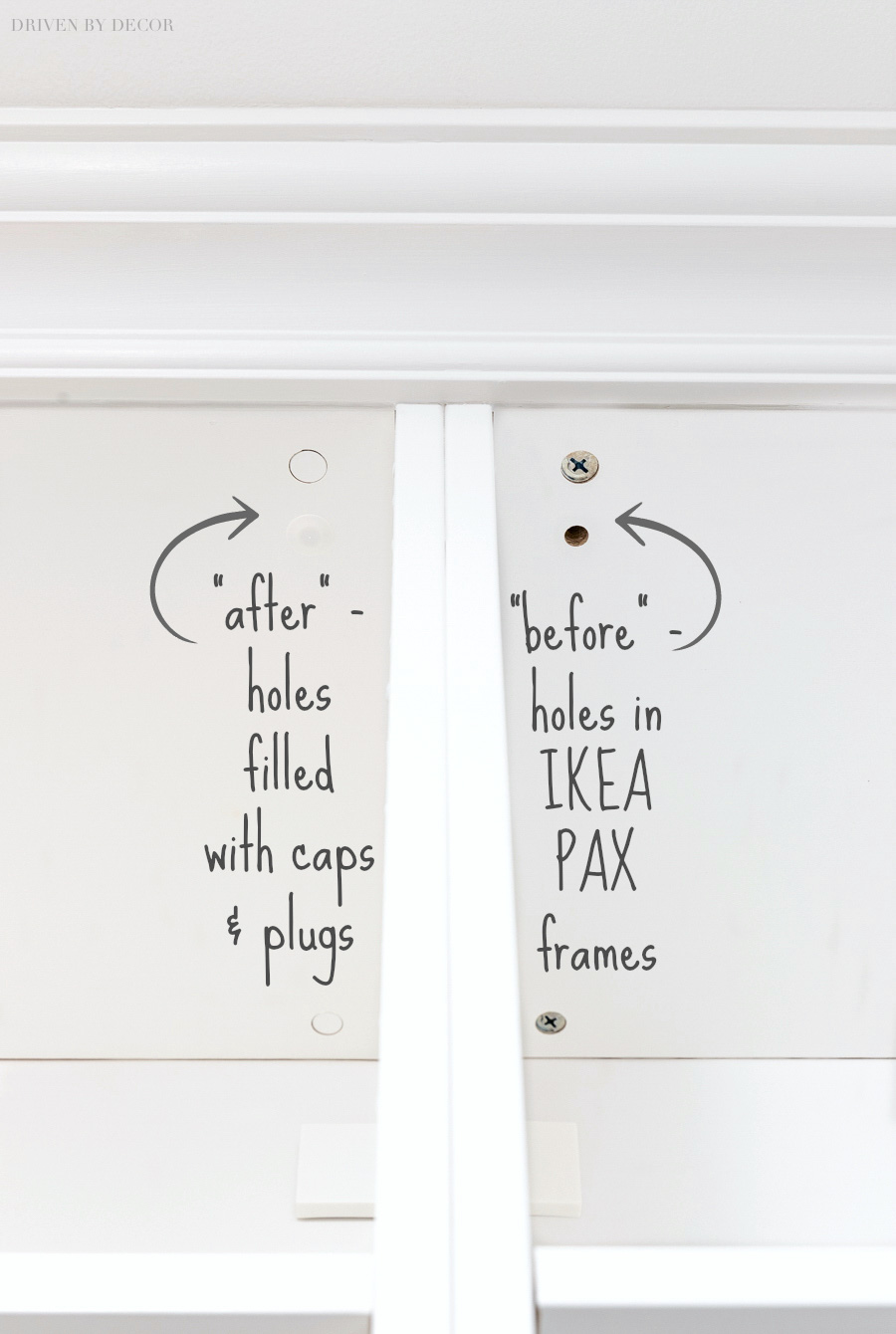 The exact plugs and covers to use to fill holes in IKEA PAX wardrobe frames!