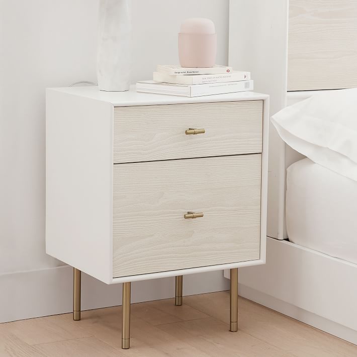 Small, narrow nightstand with an updated Midcentury Modern look!