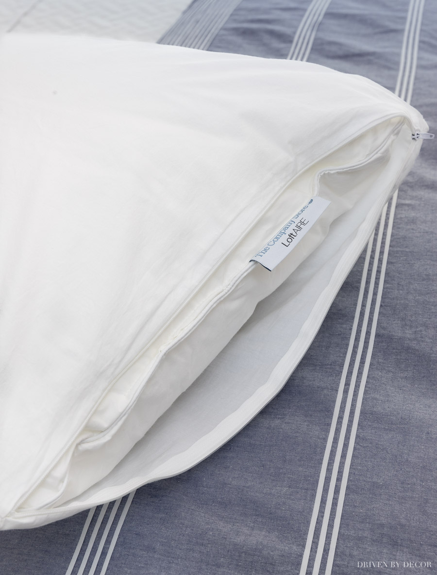 Who knew?! You should cover your pillows with a pillow protector before the pillow cover to protect from dust mites!