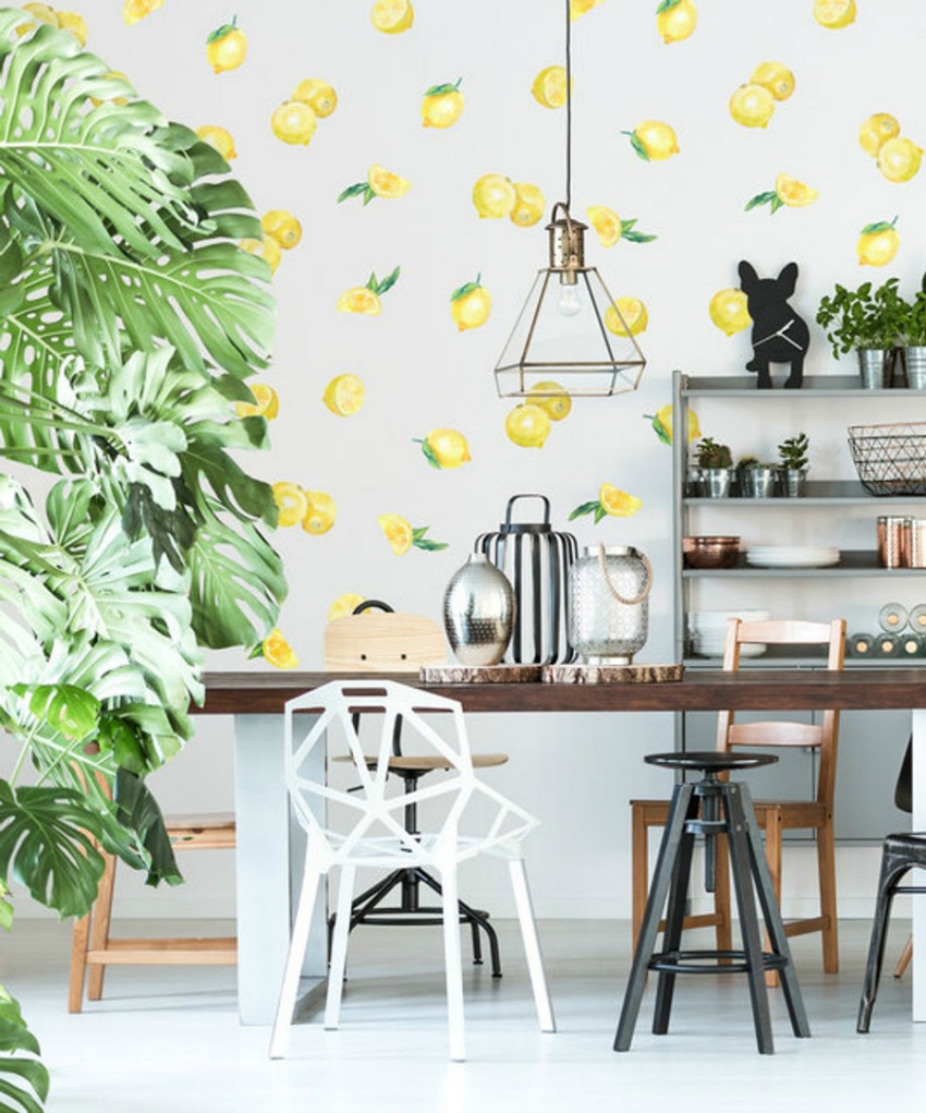 LOVE these removable vinyl wall lemon decals! Easier and cheaper than wallpaper!