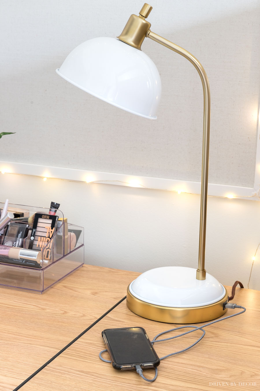 Love this desk lamp with a USB port built into the base! Perfect for a dorm room!!