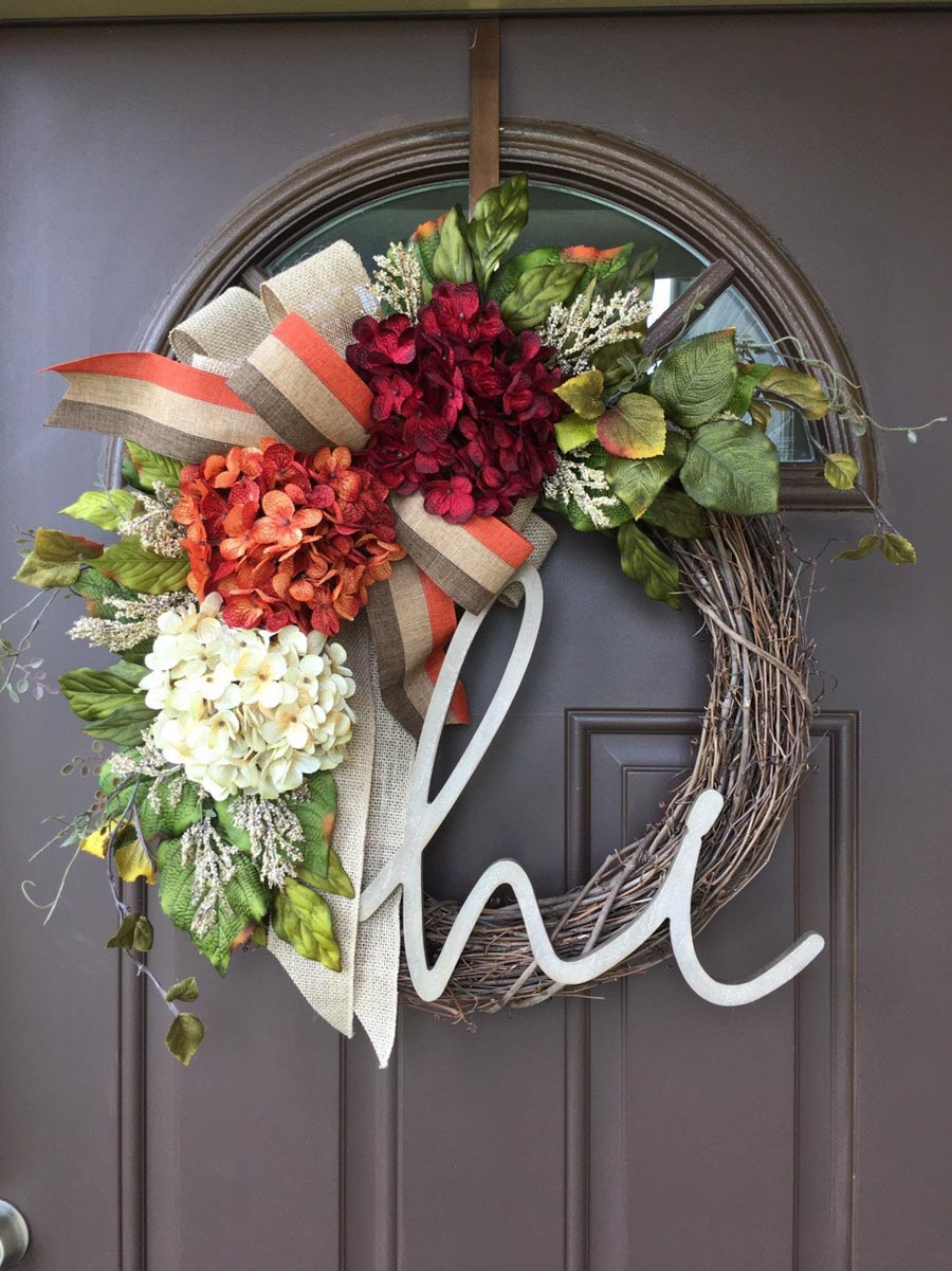Gorgeous fall wreath for your front door! Love the "hi" but can also do monogram instead!