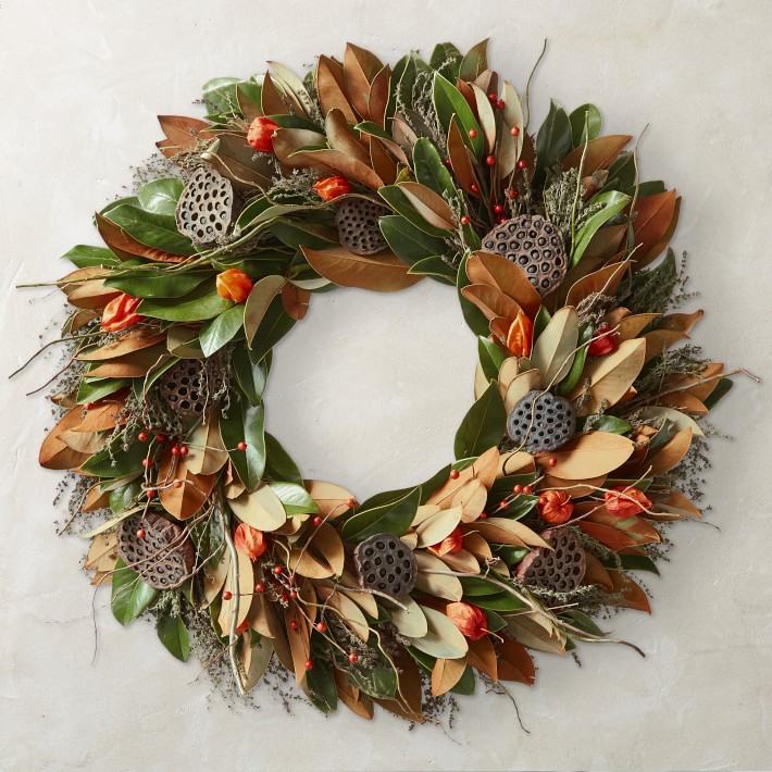 This fall magnolia wreath is absolutely gorgeous for your fall front door! Comes in three size options!