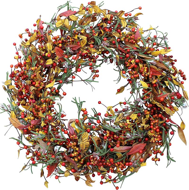 A gorgeous fall wreath with berries and glowing reviews!