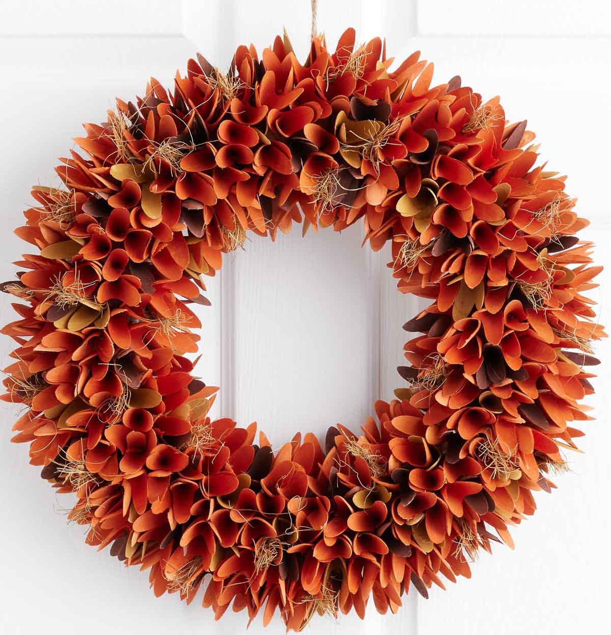 Wood curl wreath for fall