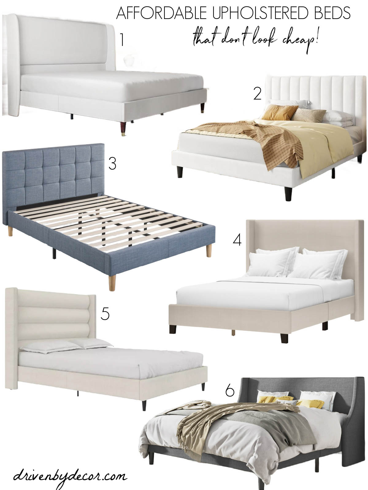 Six affordable beds - upholstered