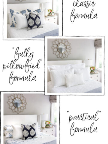 Awesome post with five simple formulas for arranging pillows on a queen bed!