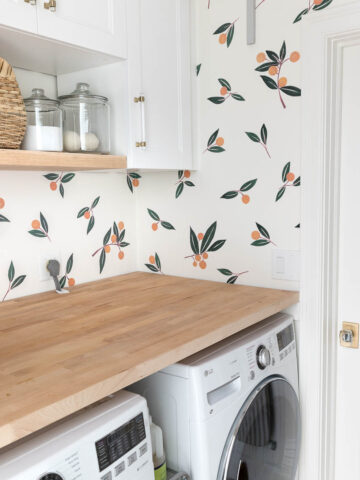 Vinyl wall decals in laundry room