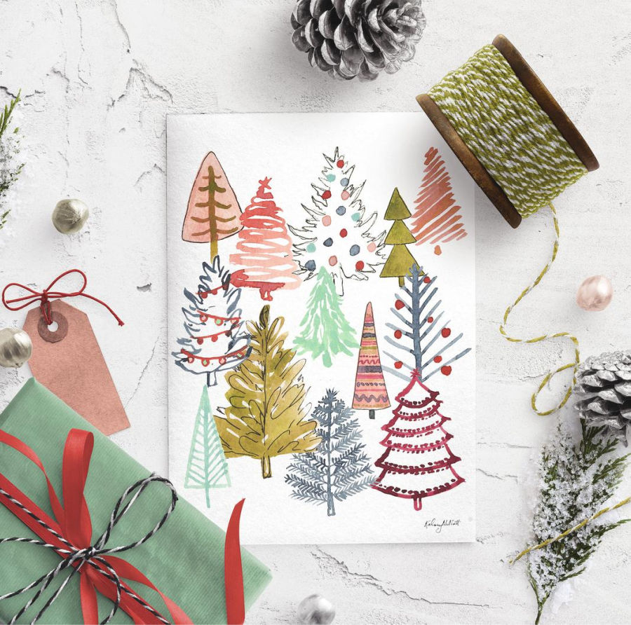 Darling Christmas tree art print!