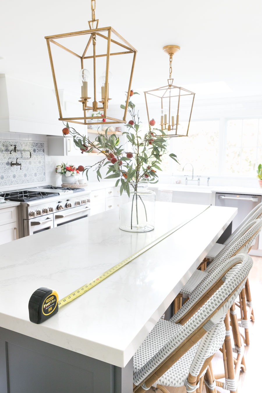 Great post with tips on height and spacing of pendant lights over a kitchen island!
