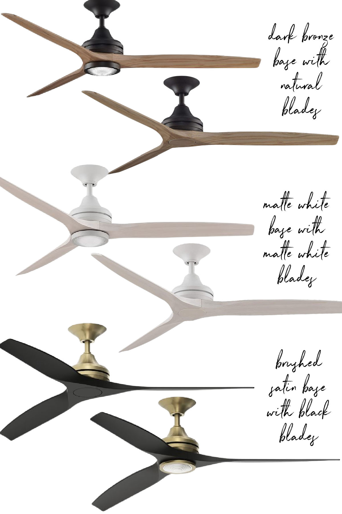 Love the design of these bedroom ceiling fans that come with and without a light