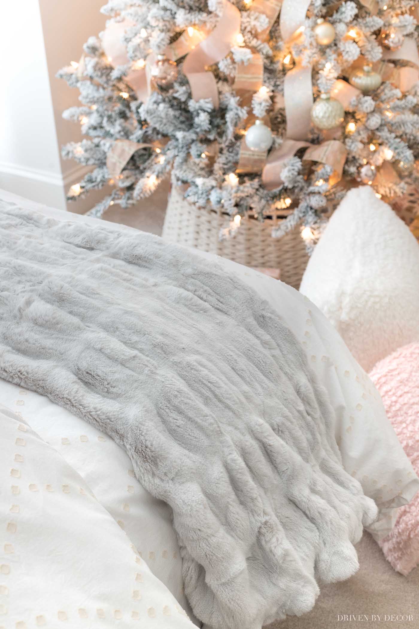 Super soft faux fur throw that's one of the great Christmas gift ideas for teens in this post!