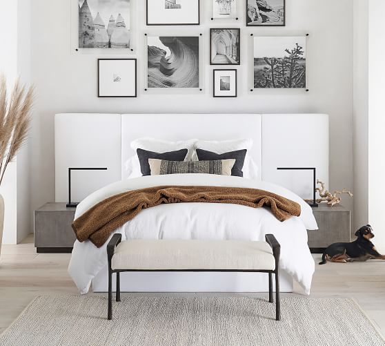 Upholstered panel beds are definitely on trend for 2020! Other decorating trends are in the post once you click through!