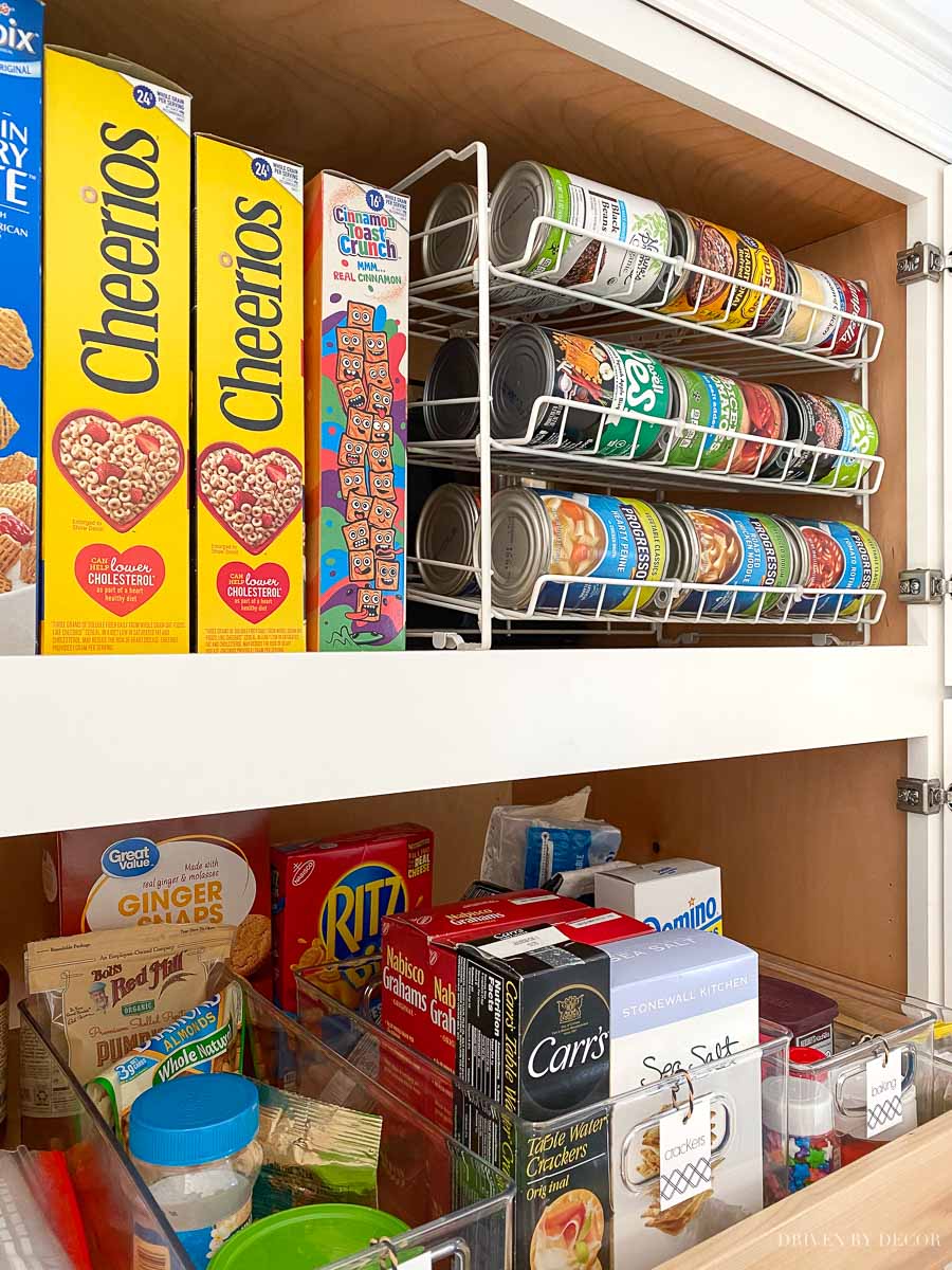 Pantry organization goals! That can rack is such a great idea!!