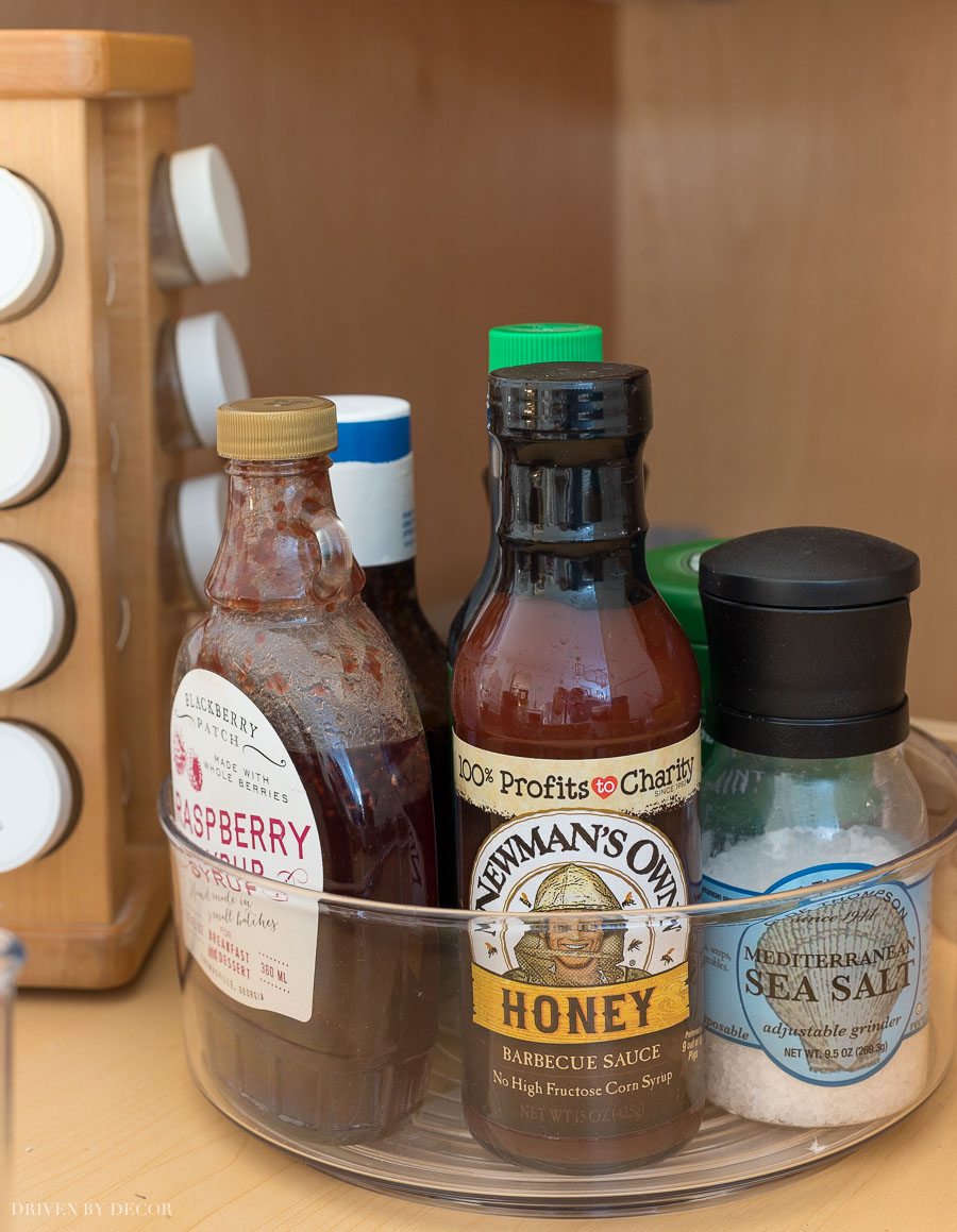 Lazy Susan turntables are one of my favorites for keeping my pantry organized!