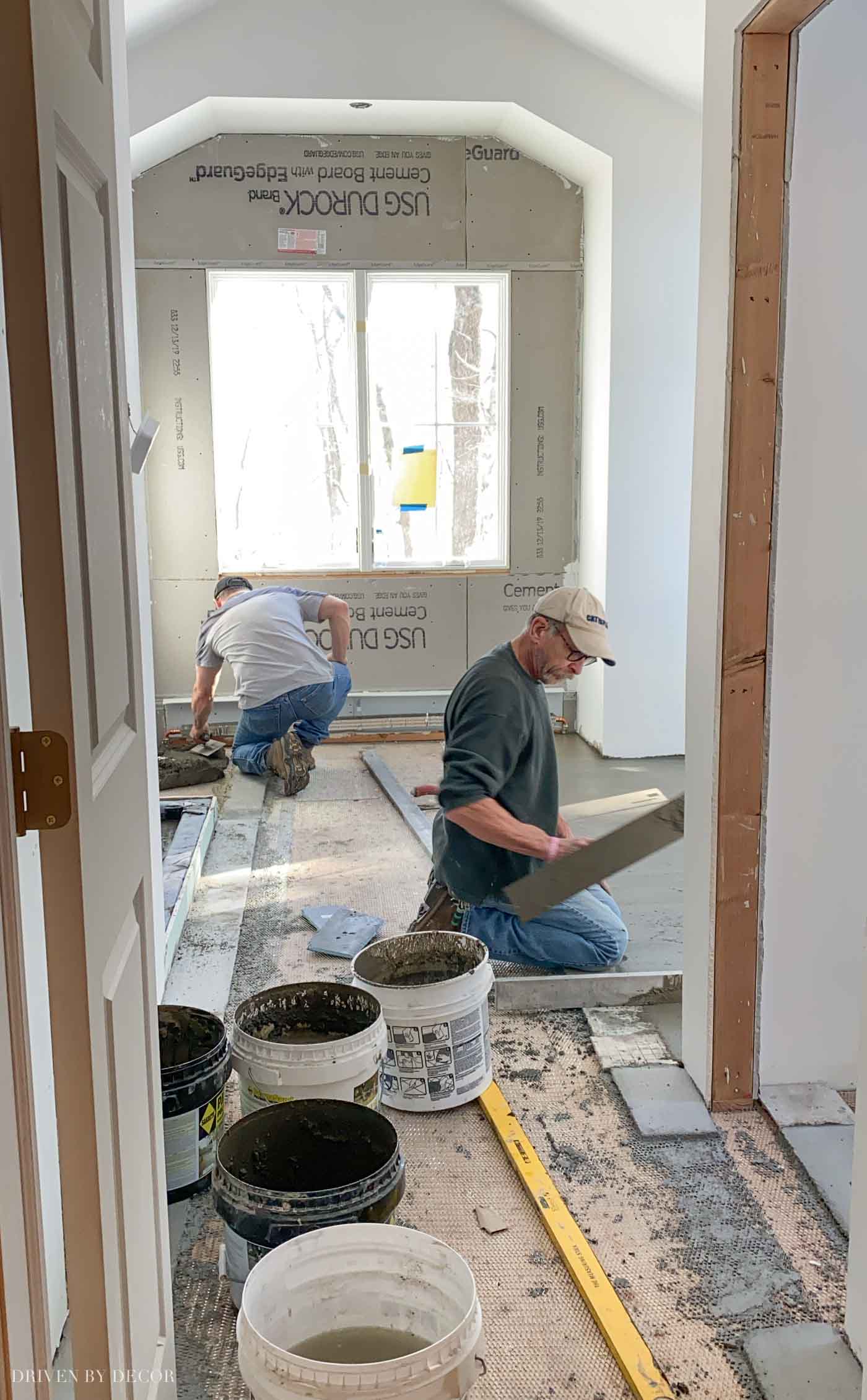 Installation of bathroom tile floor