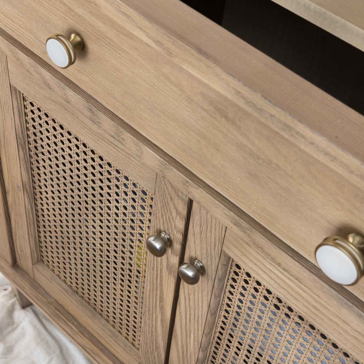 Love the wood finish on this double sink vanity!