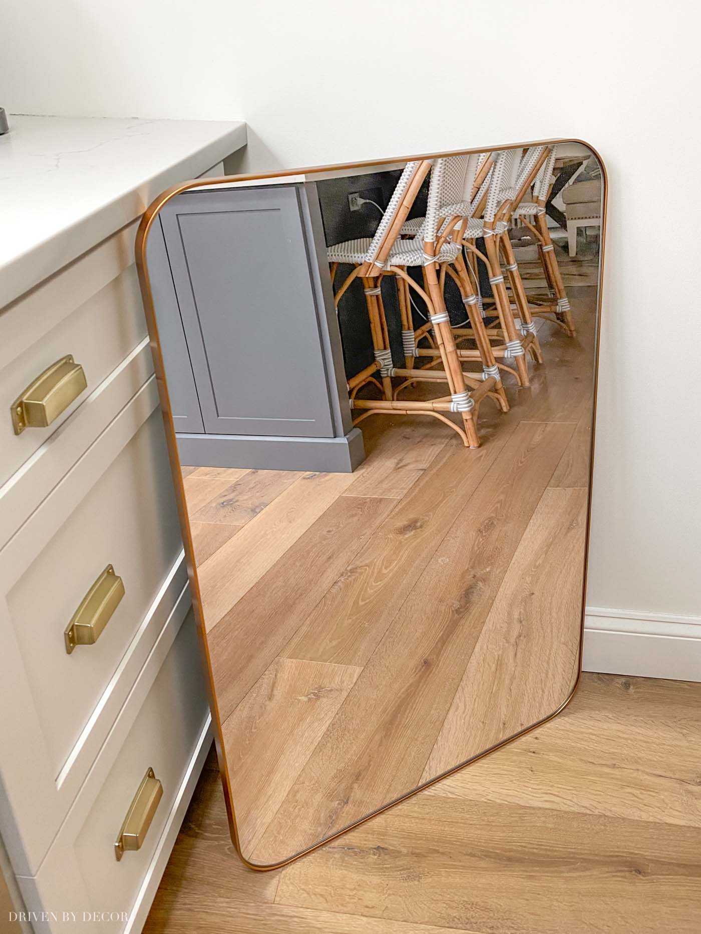 The perfect mirrors for above a bathroom sink - love the curved edges!