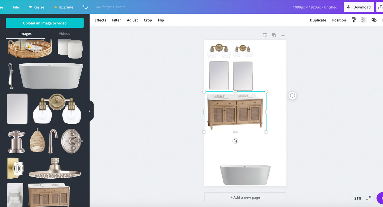 Resizing images to create your own interior design mood board!