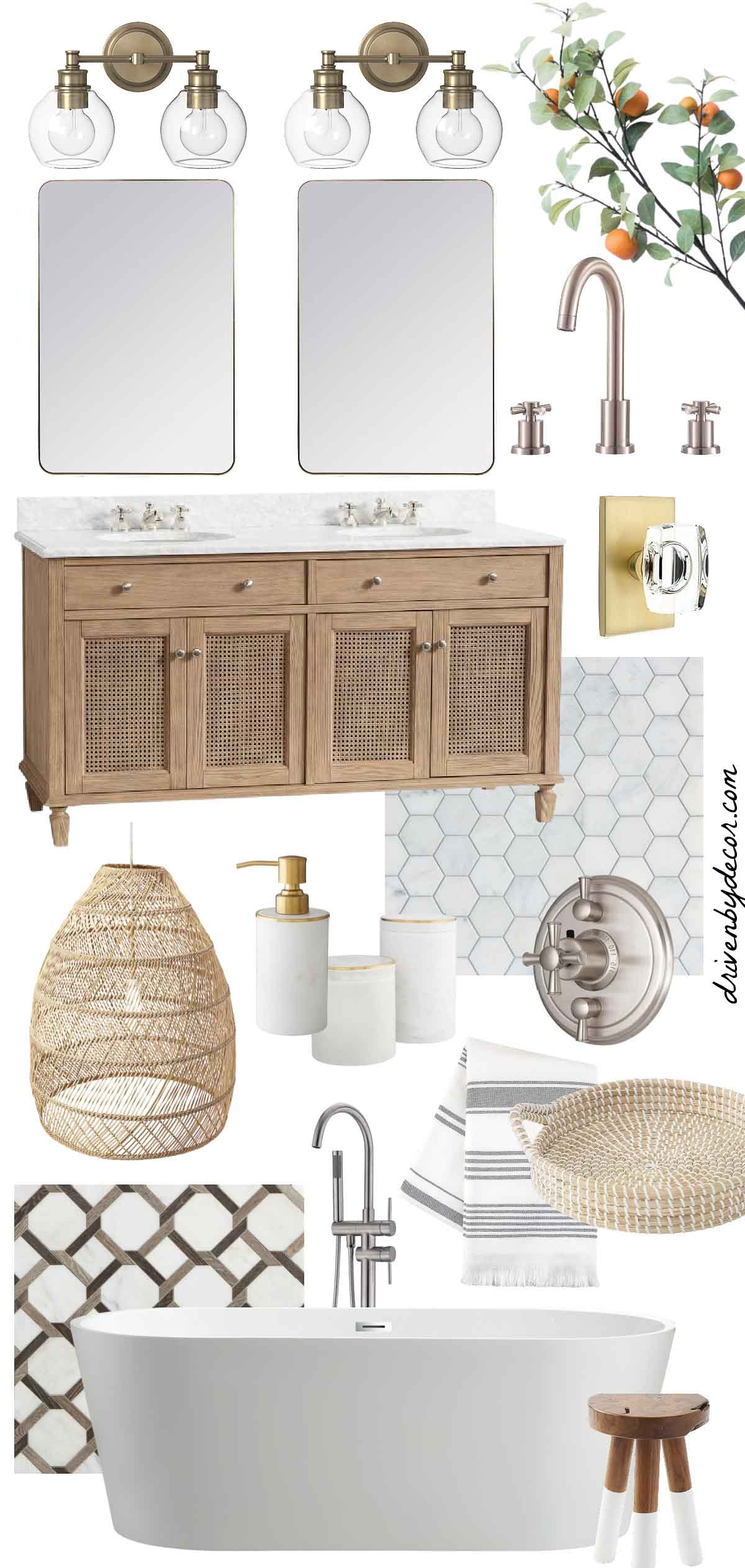 The interior design mood board for our bathroom renovation