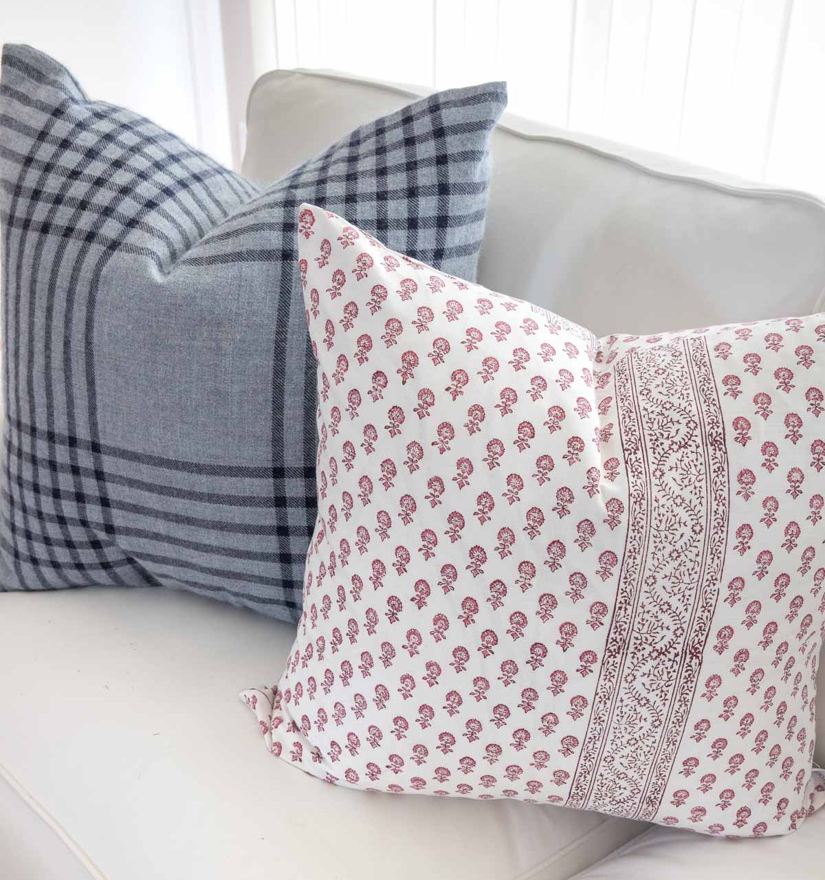 Love these pink block print pillow covers for spring!