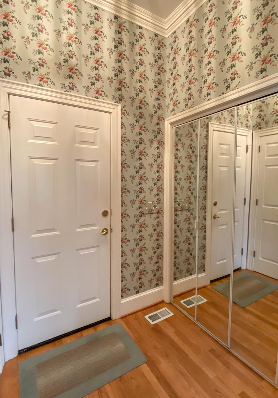 Our laundry room before taking the wallpaper down