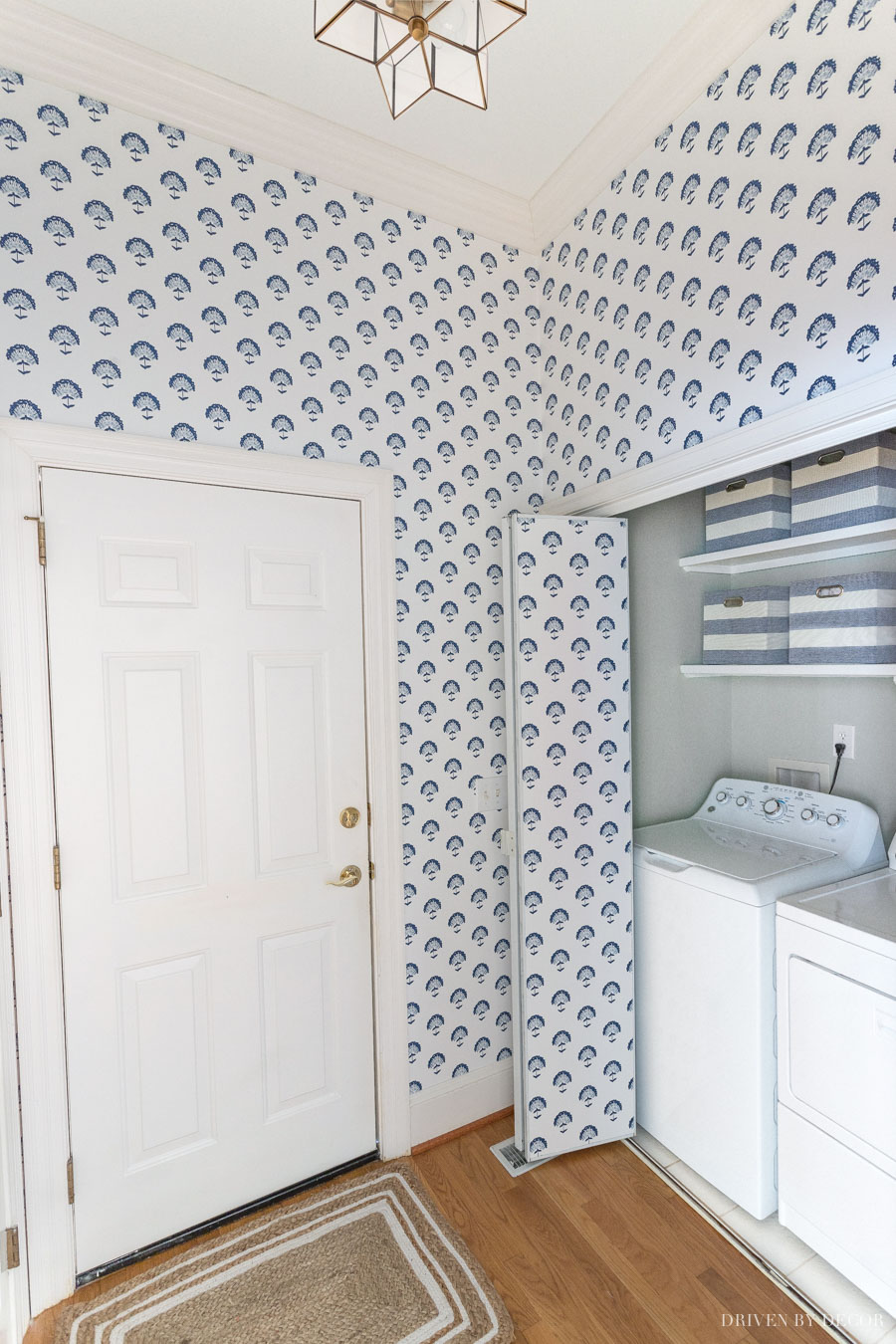 Our newly wallpapered laundry room!