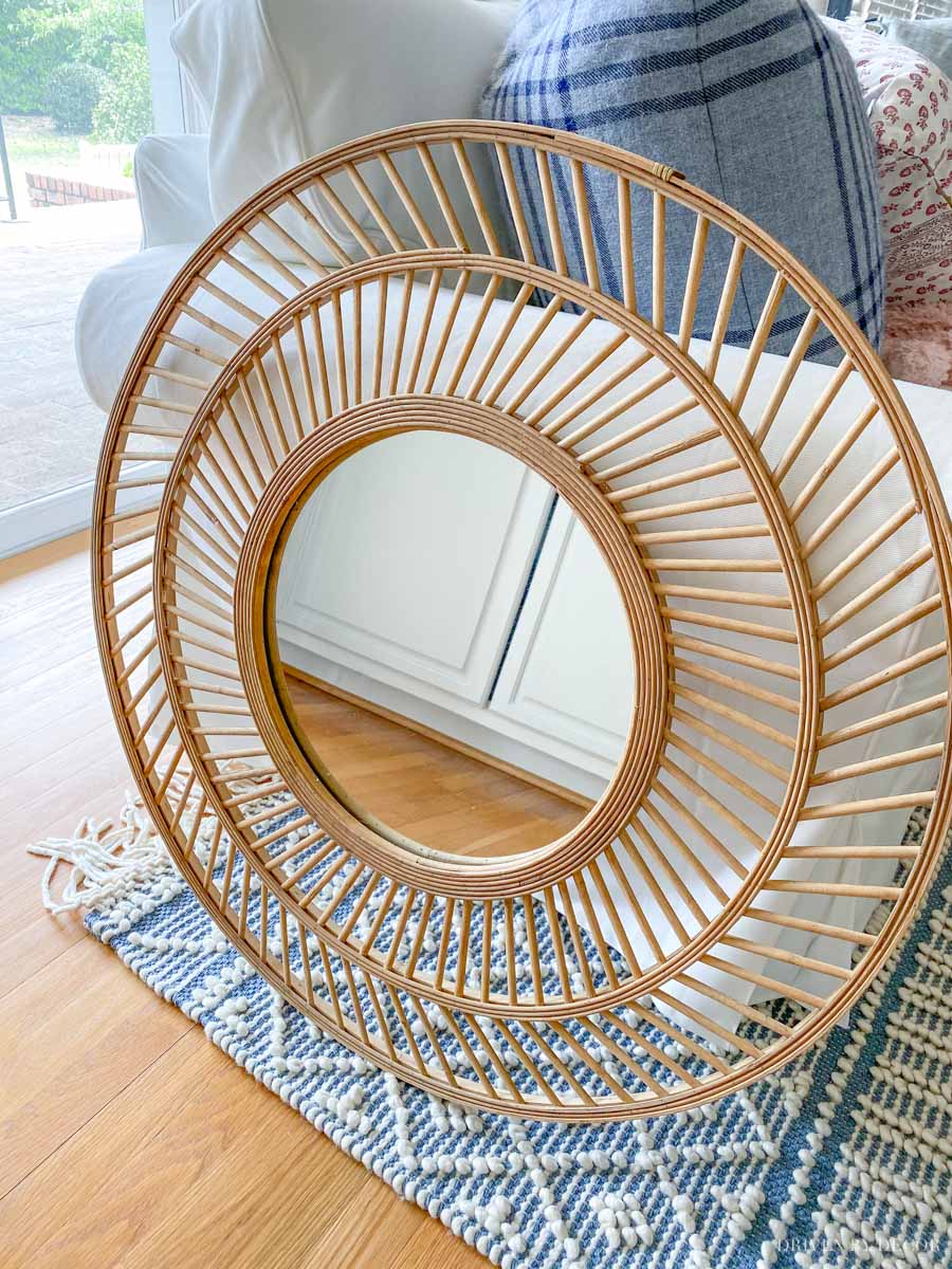 Gorgeous round rattan mirror!