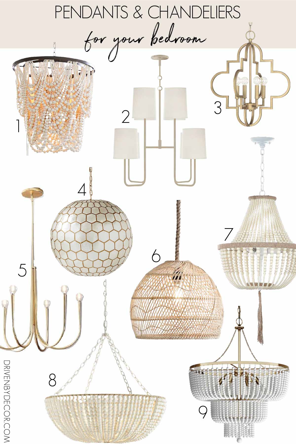 Chandeliers and pendants as bedroom light fixtures