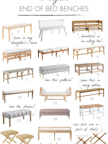 Stylish end of bed bench options - love so many of these!