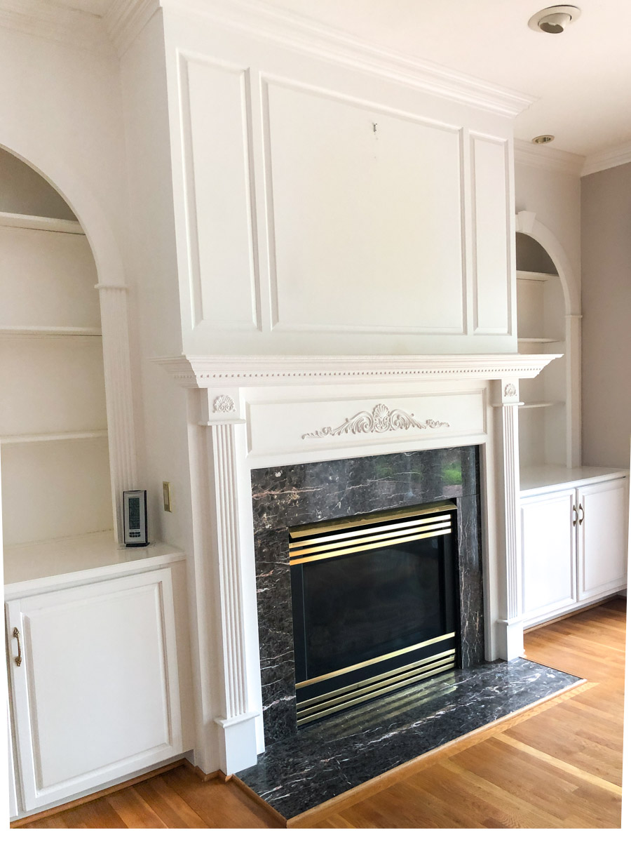 Our fireplace before being painted!