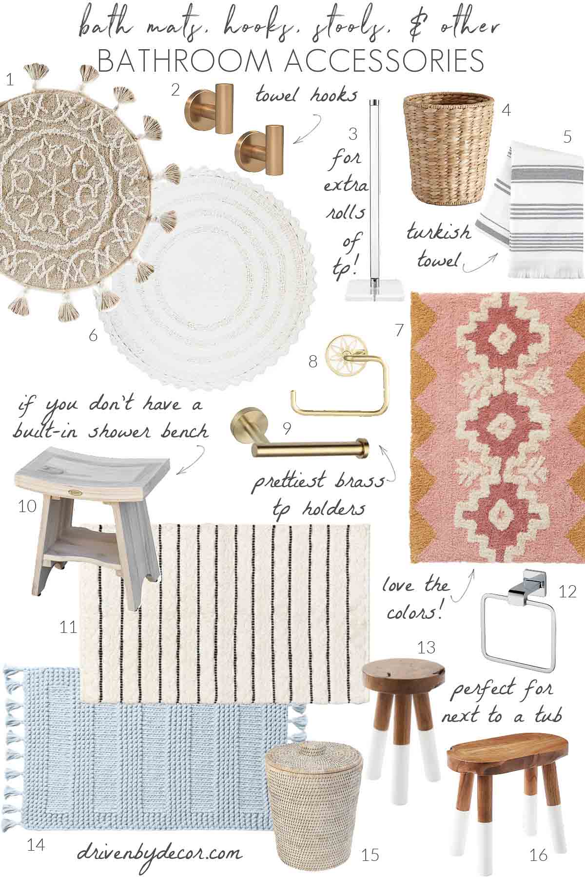 Bathroom decor ideas - stools, mats, and more!