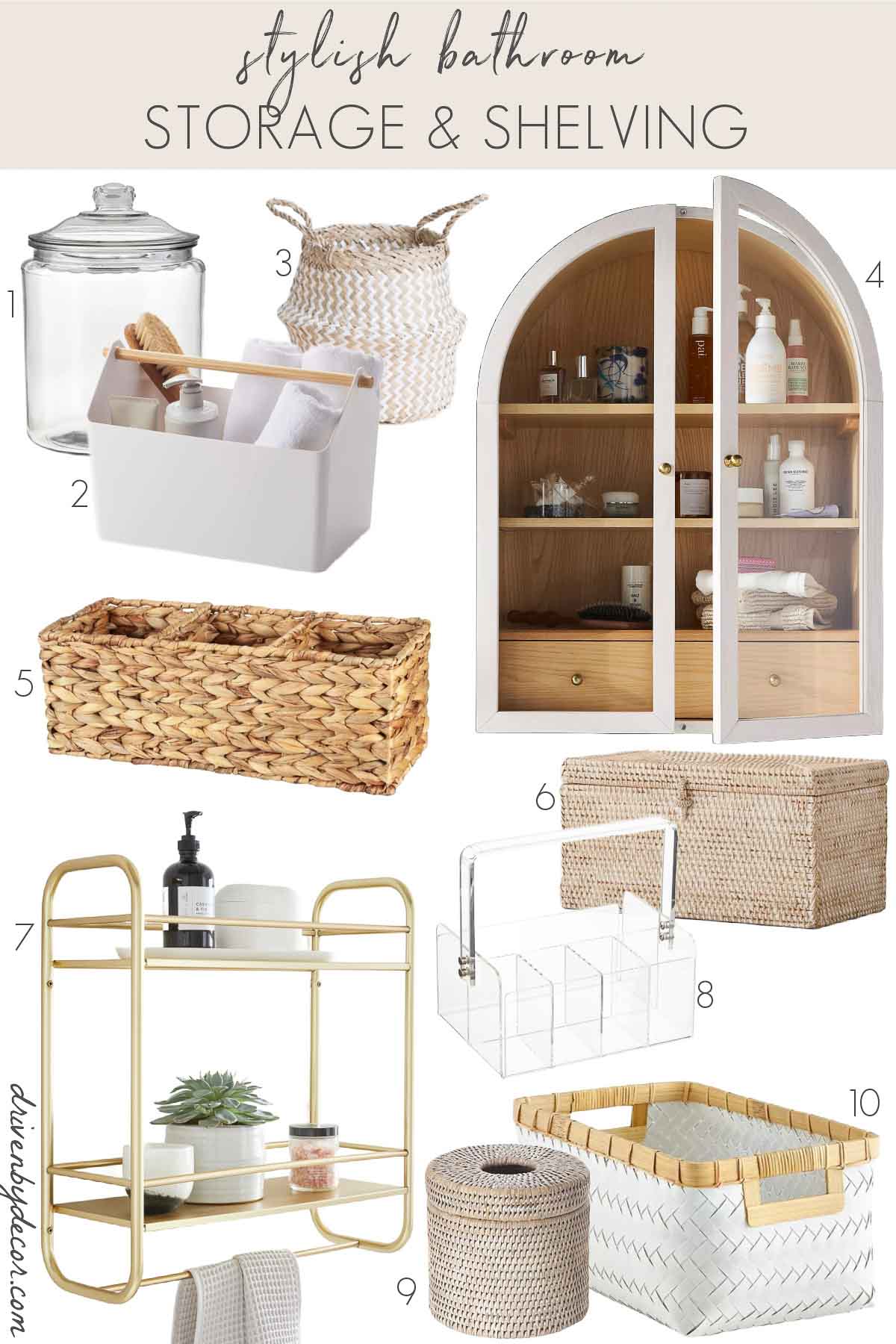 Favorite bathroom decor - storage and shelving finds!