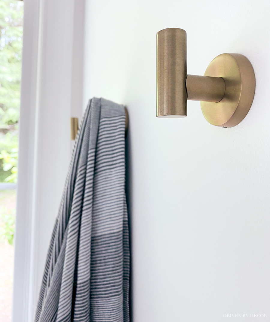 Gorgeous towel and robe hooks - some of the beautiful bathroom decor ideas in this post!