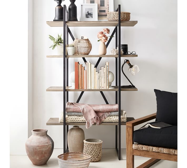 Such a beautiful open bookcase for a living room - would work well in a pair too!