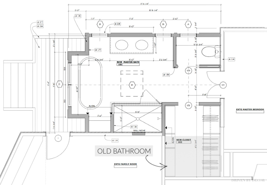 The floor plan / layout of our new master bathroom