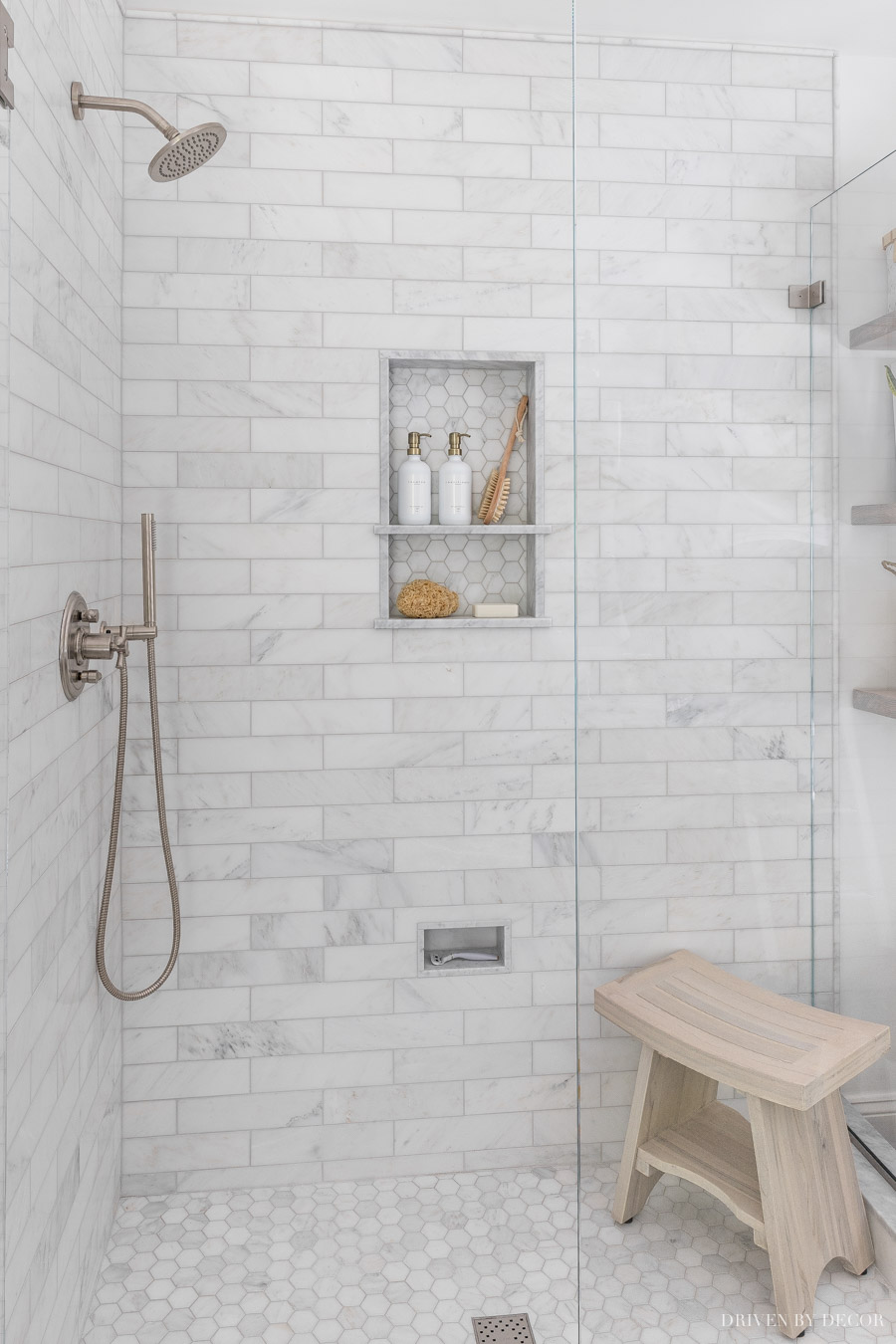 Love this marble master bathroom shower!