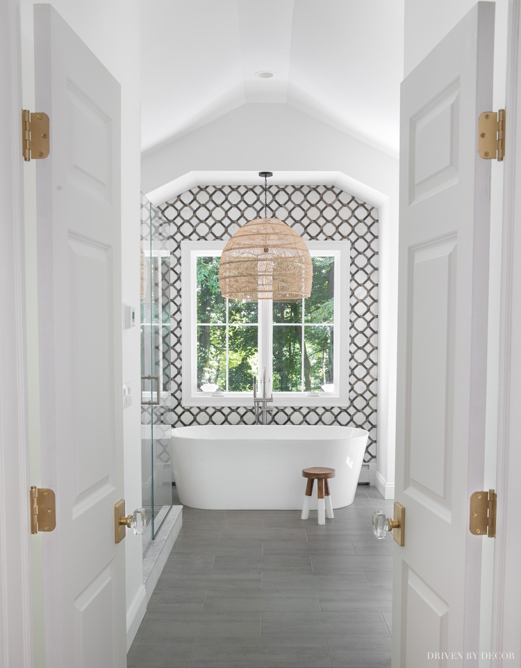 Case Remodeling -- towel hooks in shower, decorative floor drain