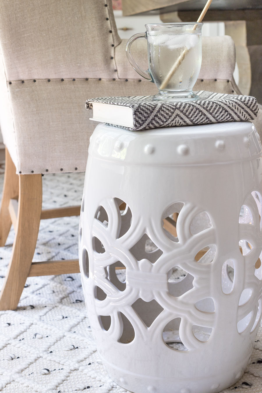 Love this white garden stool!!