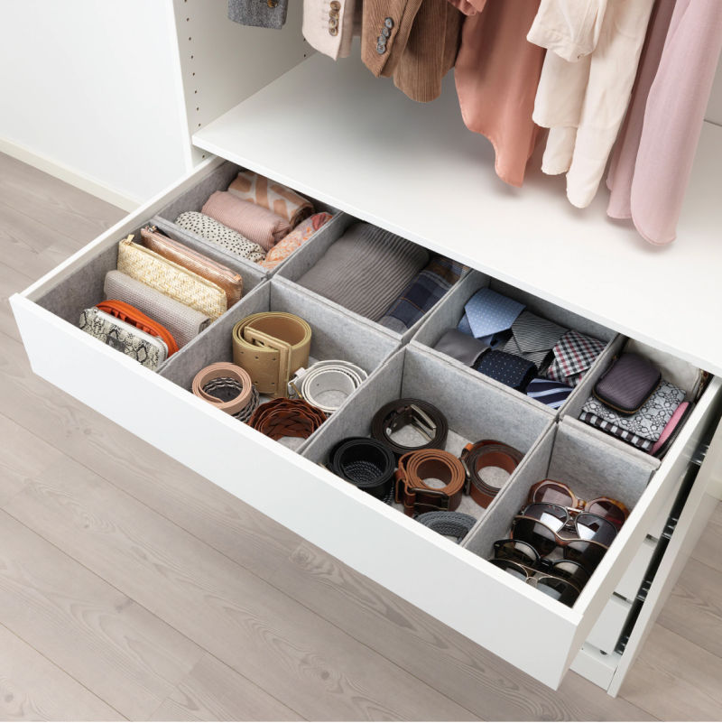 Love this set of box organizers perfectly sized for IKEA's PAX KOMPLEMENT drawers!